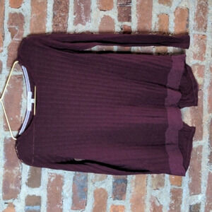 Rewind Small Maroon‎ Sweater with Lace Bottomed Fun Back Sweater